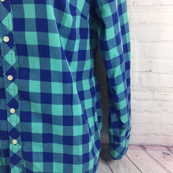 Talbots Large Checked Long Button Cuff Sleeve Top - Picture 3 of 9